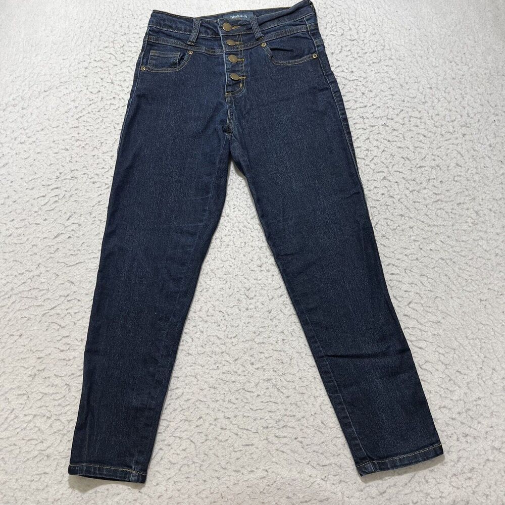 ModCloth Denim Womens Size 4 Straight Ankle Button Fly Mid Rise Navy Jeans 25x25